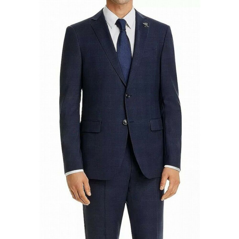 John Varvatos Mens Navy Slim Fit Wool Blend Suit Separate Blazer 44